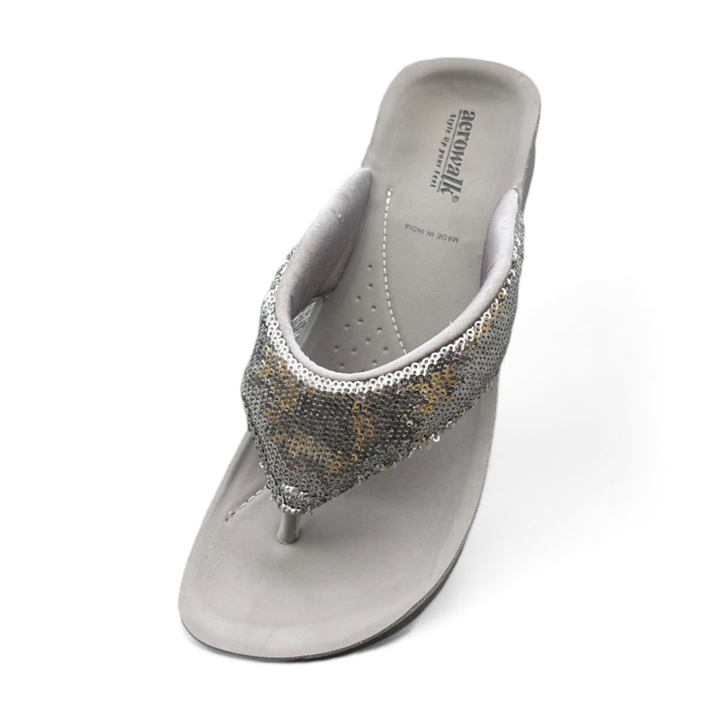 Aerowak tåsplit sandal - Supersoft sølv widestrap