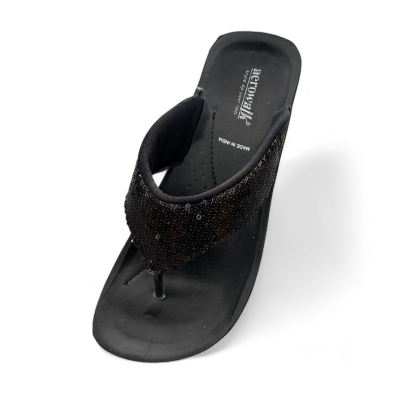 Aerowak tåsplit sandal - Supersoft sort widestrap
