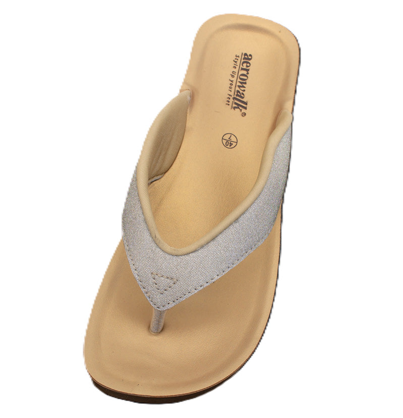 Aerowalk tåsplit sandal - Supersoft guld glitter