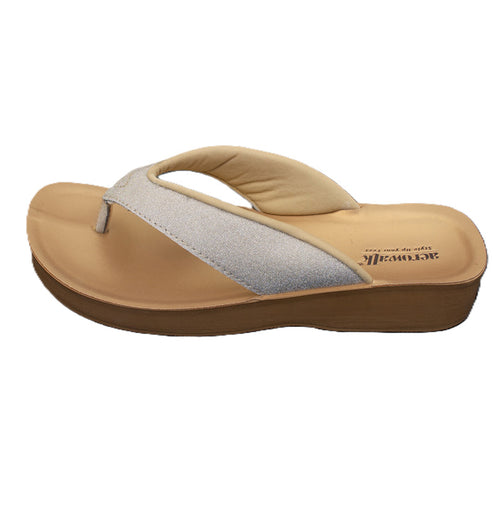 Aerowalk tåsplit sandal - Supersoft guld glitter
