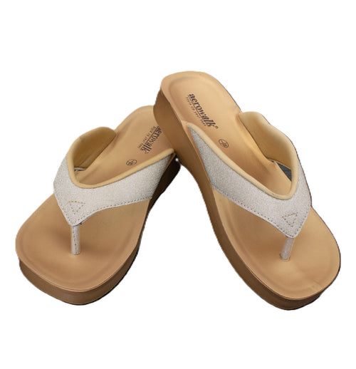 Aerowalk tåsplit sandal - Supersoft guld glitter