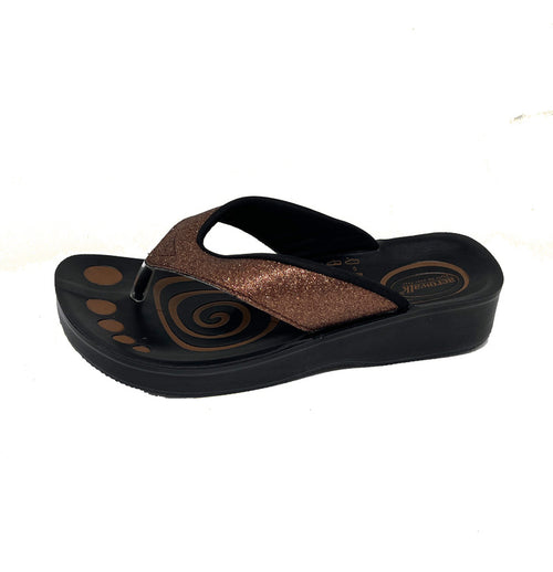 Aerowalk tåsplit sandal - kobber glitter