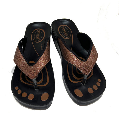 Aerowalk tåsplit sandal - kobber glitter