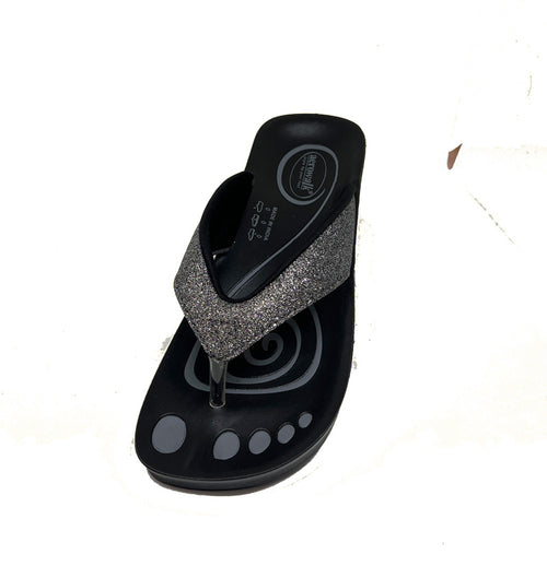 Aerowalk tåsplit sandal - grå glitter