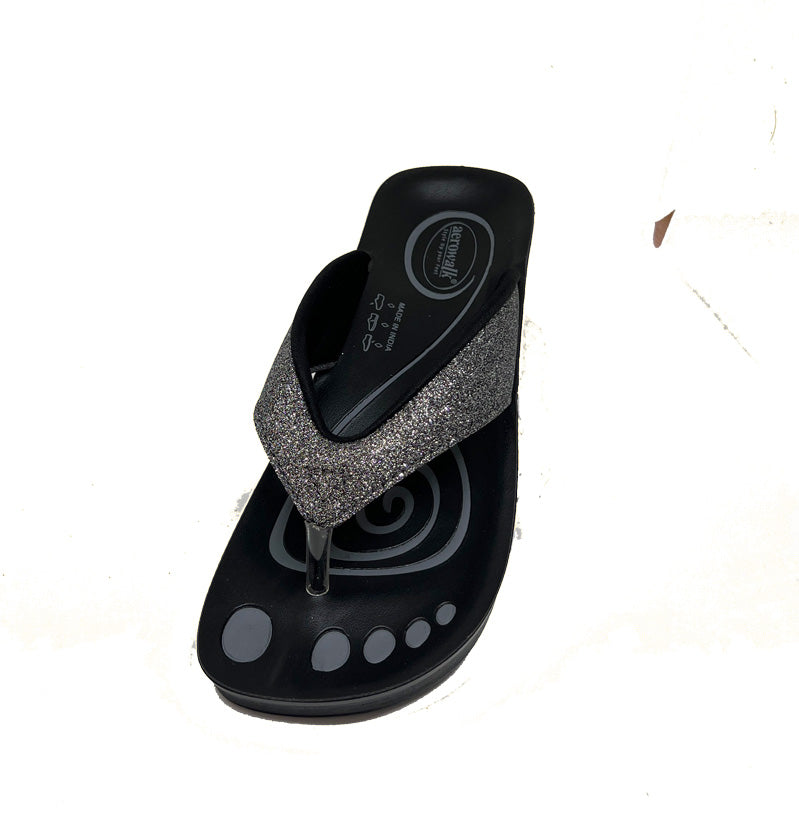 Aerowalk tåsplit sandal - grå glitter