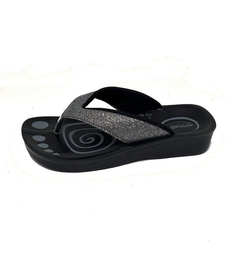 Aerowalk tåsplit sandal - grå glitter
