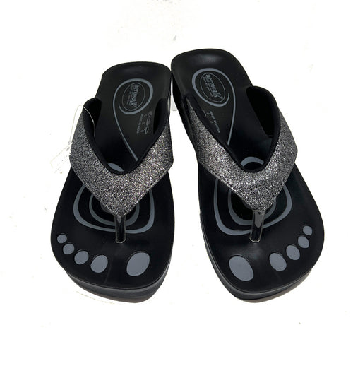 Aerowalk tåsplit sandal - grå glitter
