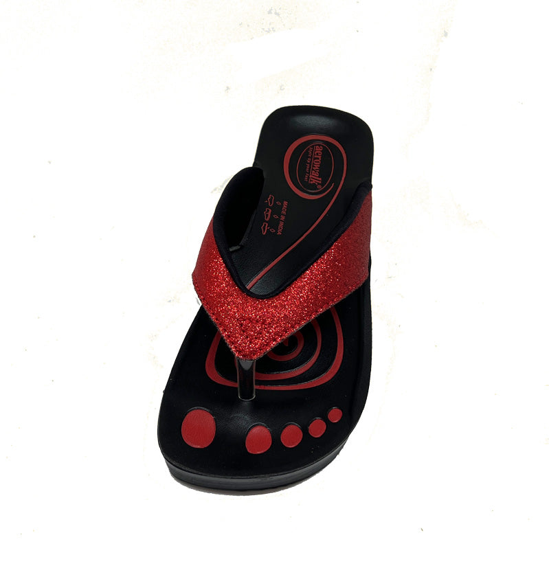 Aerowalk tåsplit sandal - rød glitter
