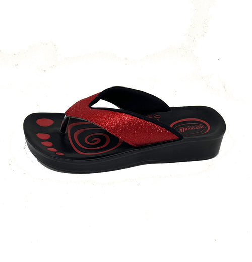 Aerowalk tåsplit sandal - rød glitter