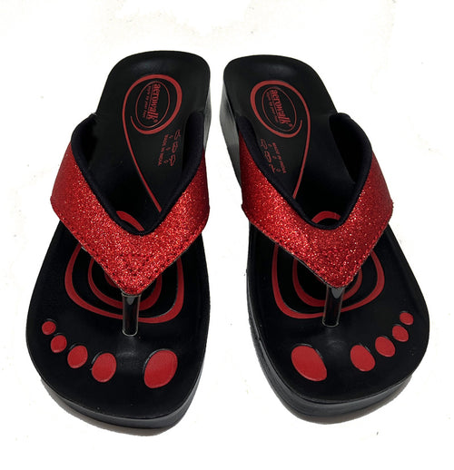 Aerowalk tåsplit sandal - rød glitter