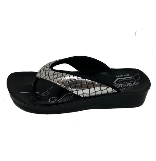 Aerowalk tåsplit sandal - sølv croco